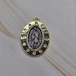COLGANTE VIRGEN DE GUADALUPE 26MM E. DE ORO Y E. DE PLATA ENVEJECIDA 