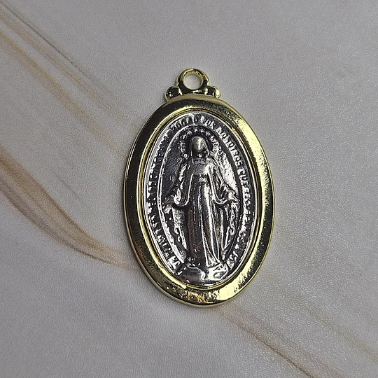 COLGANTE VIRGEN DE LOS RAYOS 35MM E. DE ORO Y E. DE PLATA ENVEJECIDA