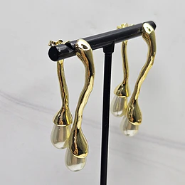 AROS PALITO MACHACADO PERLA 45MM ENCH.ORO