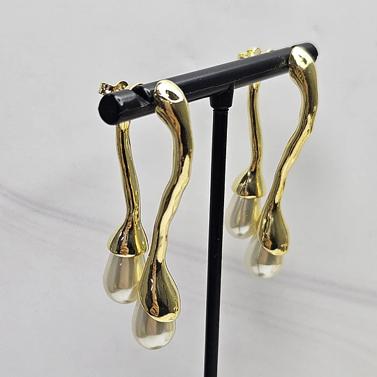 AROS PALITO MACHACADO PERLA 45MM ENCH.ORO