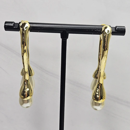 AROS PALITO MACHACADO PERLA 45MM ENCH.ORO