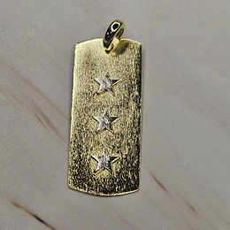COLGANTE PLACA TRIPLE ESTRELLA 43MM ENCH.ORO/PLATA