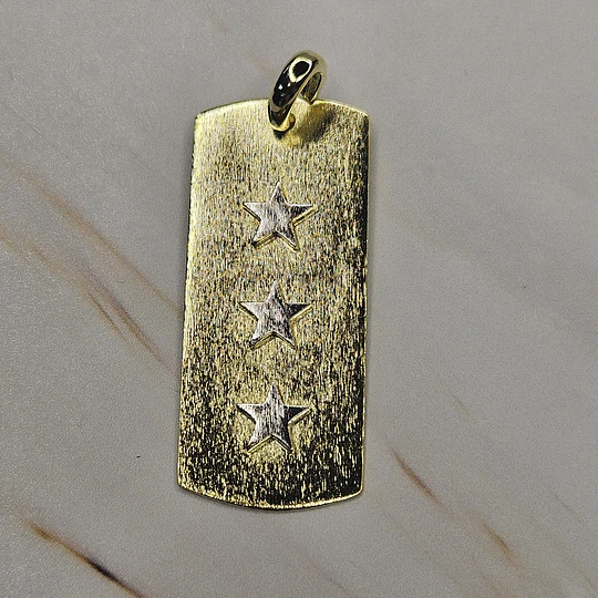COLGANTE PLACA TRIPLE ESTRELLA 43MM ENCH.ORO/PLATA
