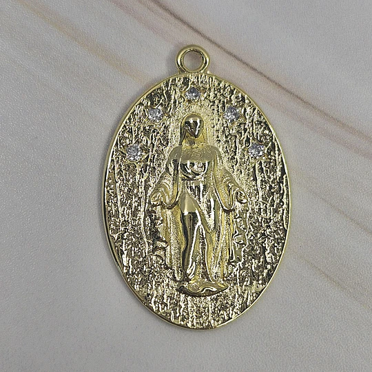 MEDALLA VIRGEN DE LOS RAYOS TEXTURIZADA 30MM ENCH.ORO
