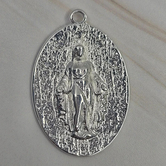 MEDALLA VIRGEN DE LOS RAYOS TEXTURIZADA 30MM ENCH.PLATA