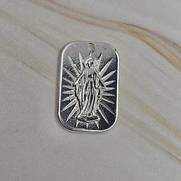 MEDALLA RECTANGULAR VIRGEN DE LOS RAYOS 20MM ENCH.PLATA