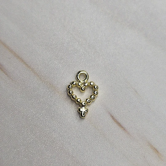COLGANTE MINI ROSARIO CORAZÓN 12MM ENCH.ORO