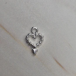 COLGANTE MINI ROSARIO CORAZÓN 12MM ENCH.PLATA