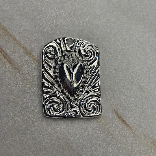 COLGANTE CORAZÓN VINTAGE 20MM ENCH.PLATA