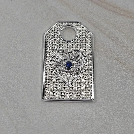 MEDALLA OJO TURCO CIRCÓN 27MM ENCH.PLATA