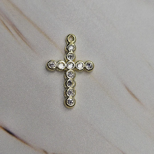 COLGANTE CRUZ CIRCONES 20MM ENCH.ORO