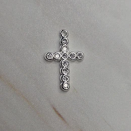 COLGANTE CRUZ CIRCONES 20MM ENCH.PLATA