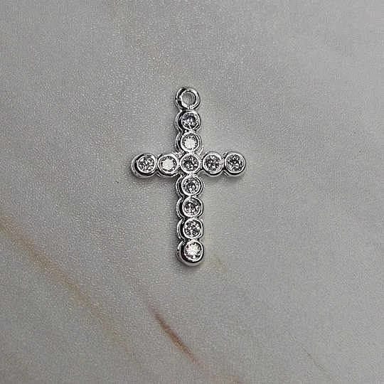 COLGANTE CRUZ CIRCONES 20MM ENCH.PLATA