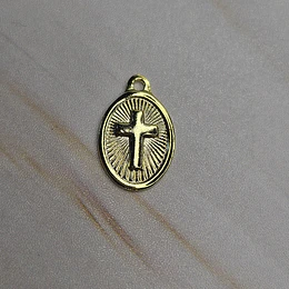 MEDALLA OVALADA CRUZ 15MM ENCH.ORO