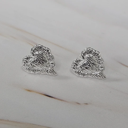 AROS CORAZÓN SATINADOS 13MM ENCH.PLATA