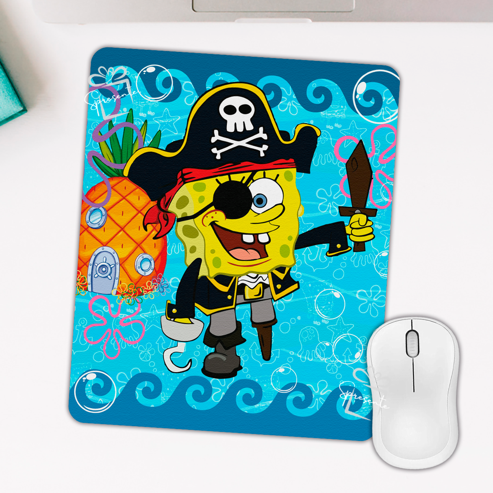 Mouse Pad Bob Esponja - Pirata de Fondo de Bikini 1