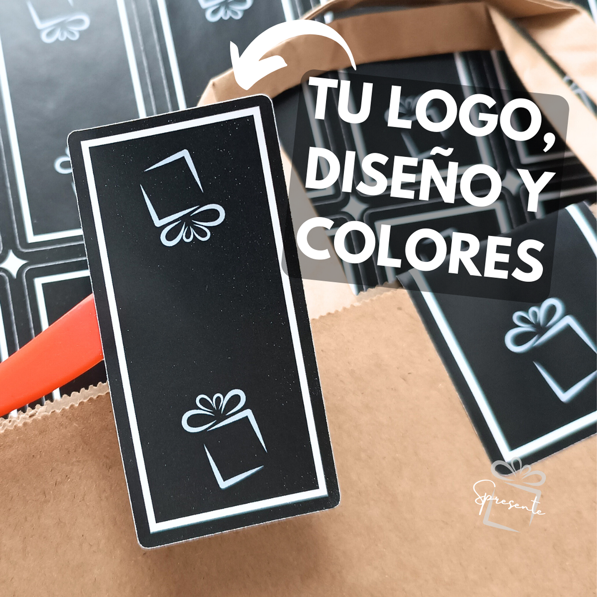 Stickers Cierre de Bolsas o Cajas 4x8 cm Personalizados | Papel Semibrillo 5