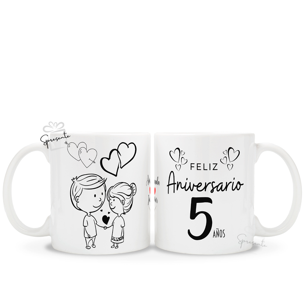 Taza Feliz Aniversario Personalizada | Parejas