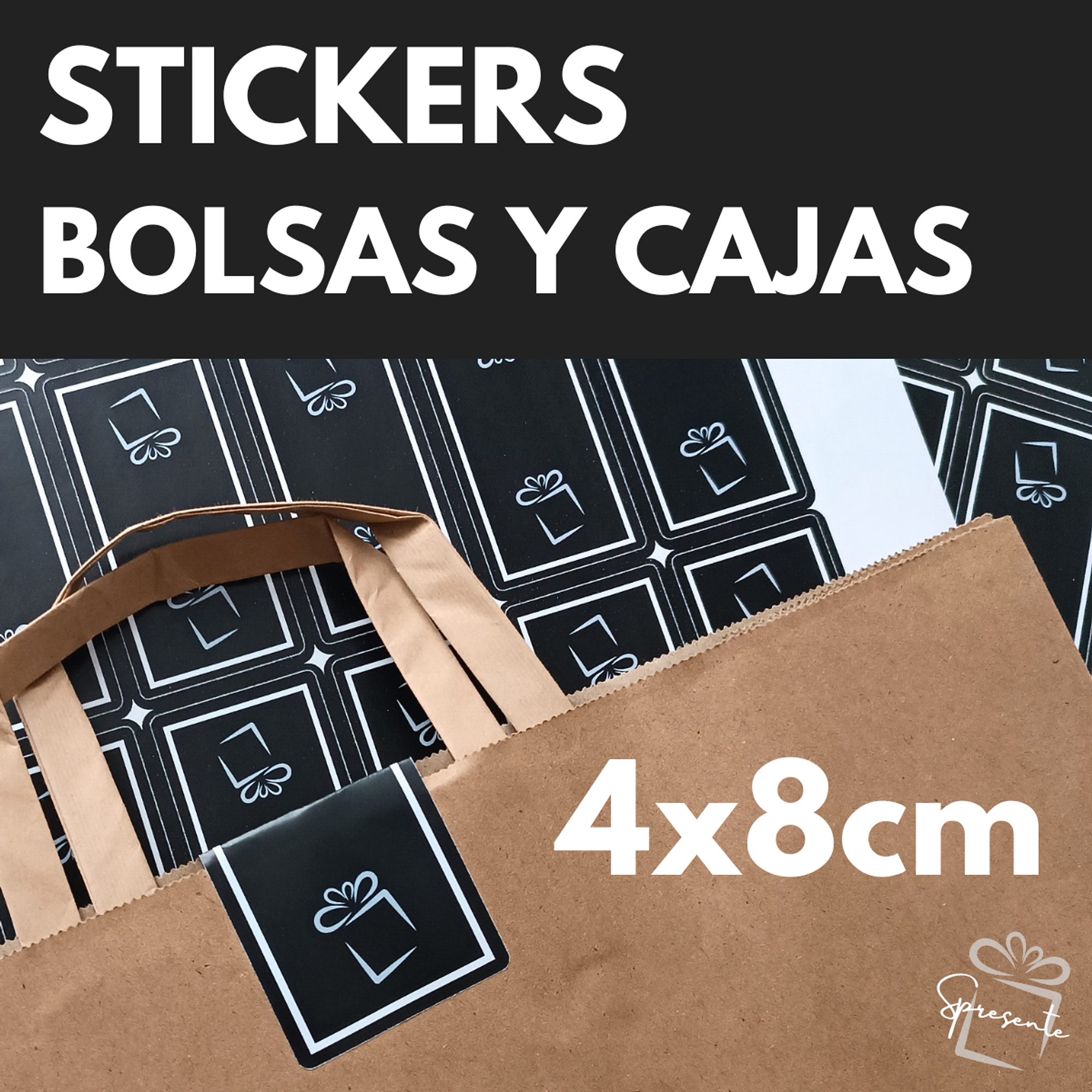 Stickers Cierre de Bolsas o Cajas 4x8 cm Personalizados | Papel Semibrillo 1