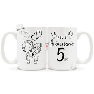 Taza Feliz Aniversario Personalizada | Parejas
