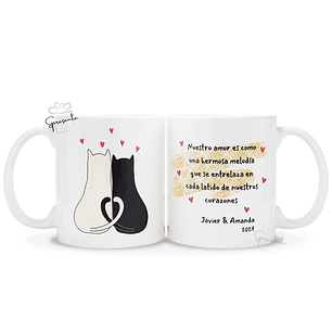Taza Romance Gatuno - Hermosa Melodía | Personalizada Parejas