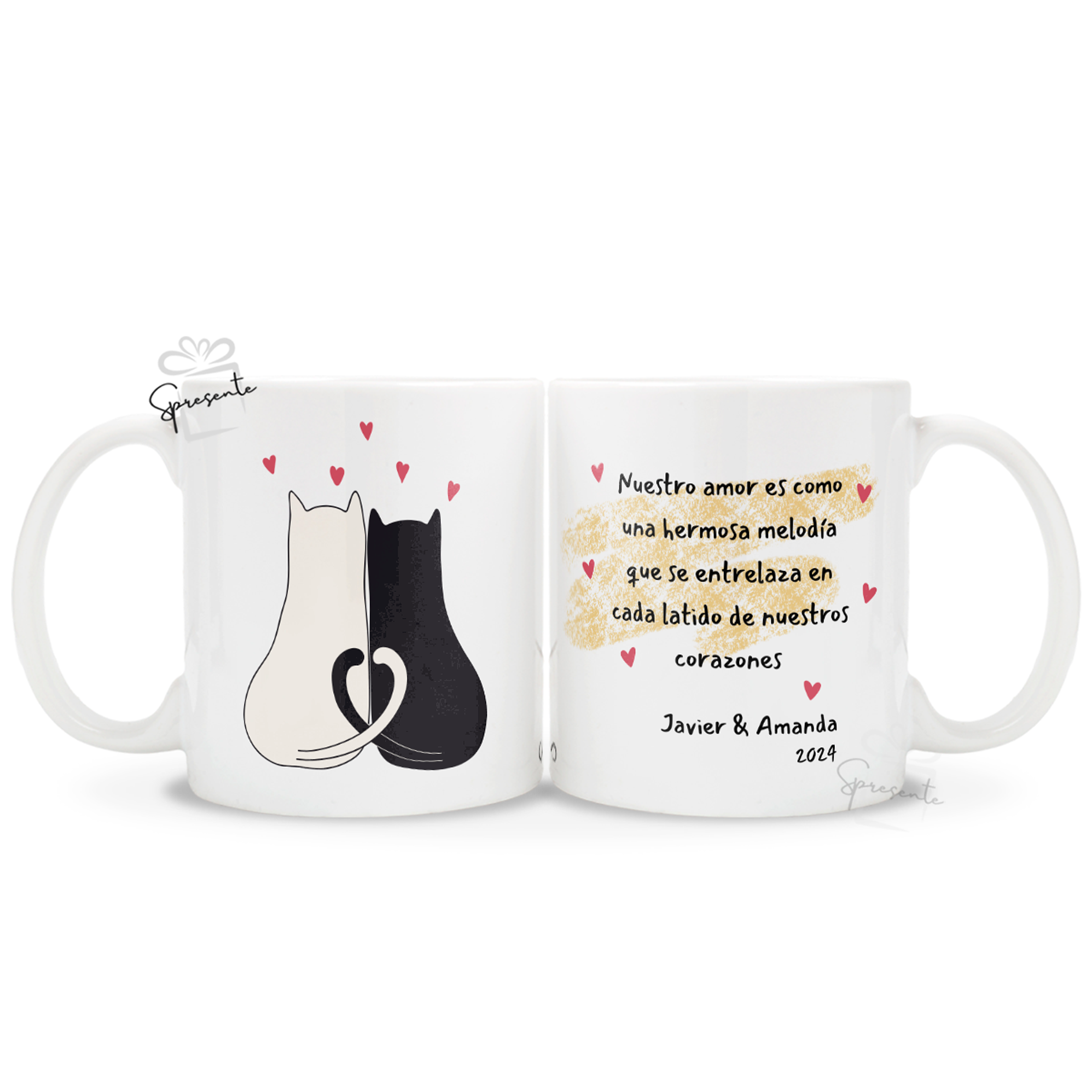 Taza Romance Gatuno - Hermosa Melodía | Personalizada Parejas 1