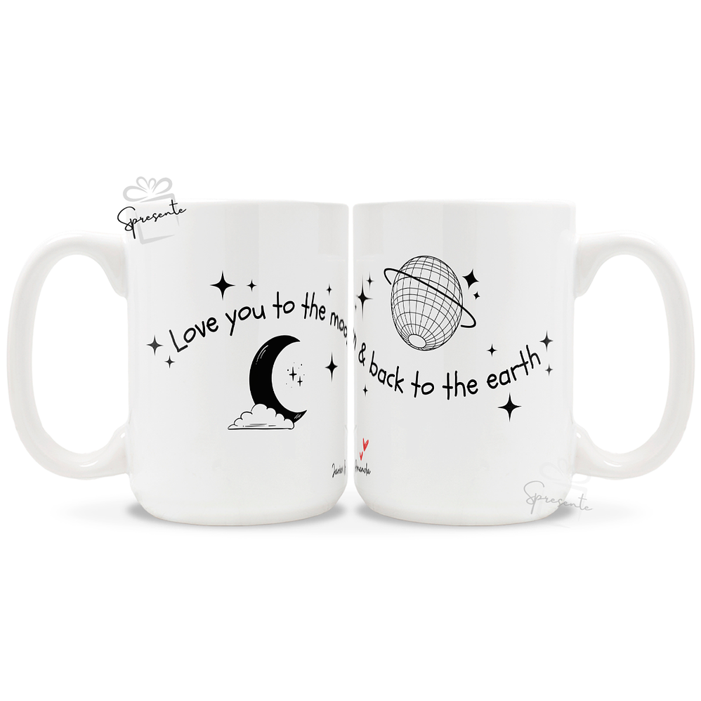 Taza Love You To The Moon | Personalizada Parejas 2
