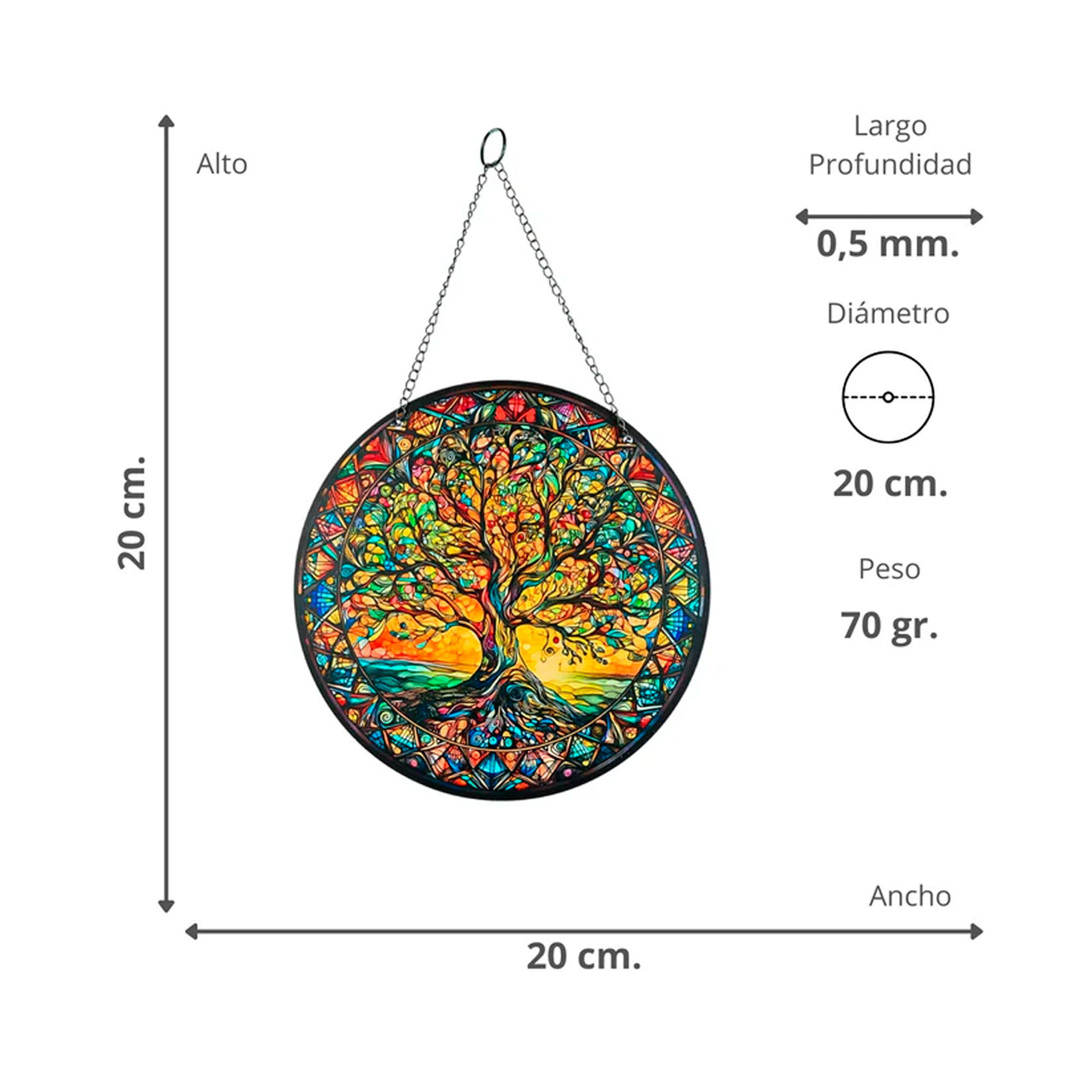 Cuadro Árbol de la Vida 20cm | Atrapasol Colgante 3