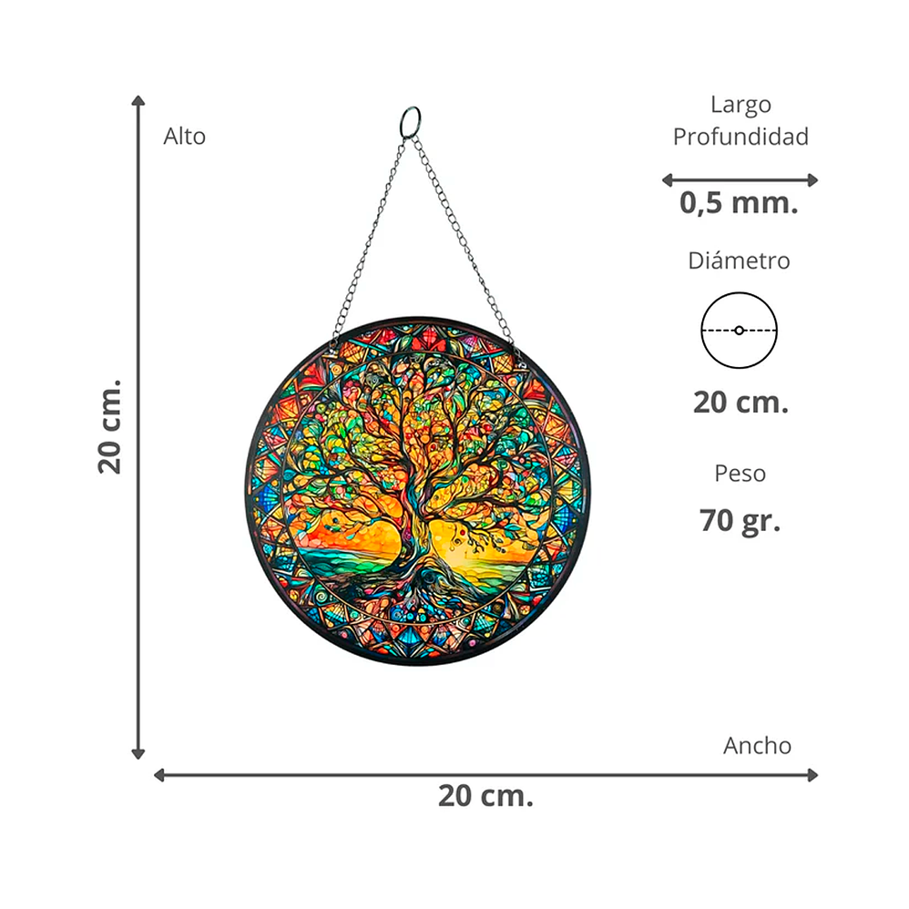 Cuadro Árbol de la Vida 20cm | Atrapasol Colgante 3
