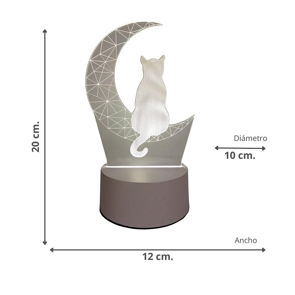 Lámpara Gato y La Luna | Acrílico LED 4