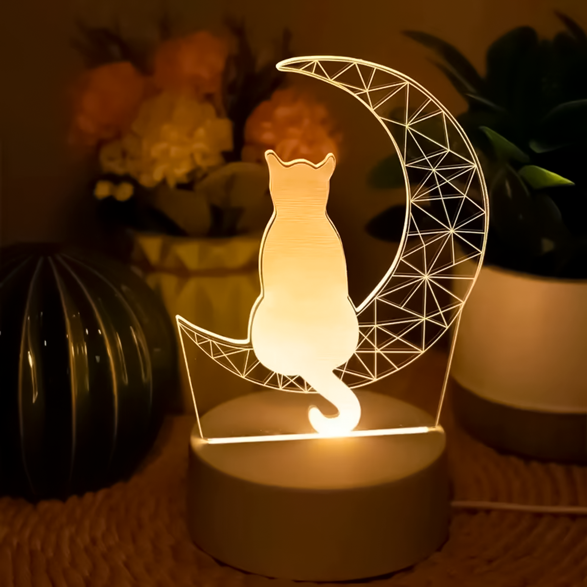 Lámpara Gato y La Luna | Acrílico LED 3