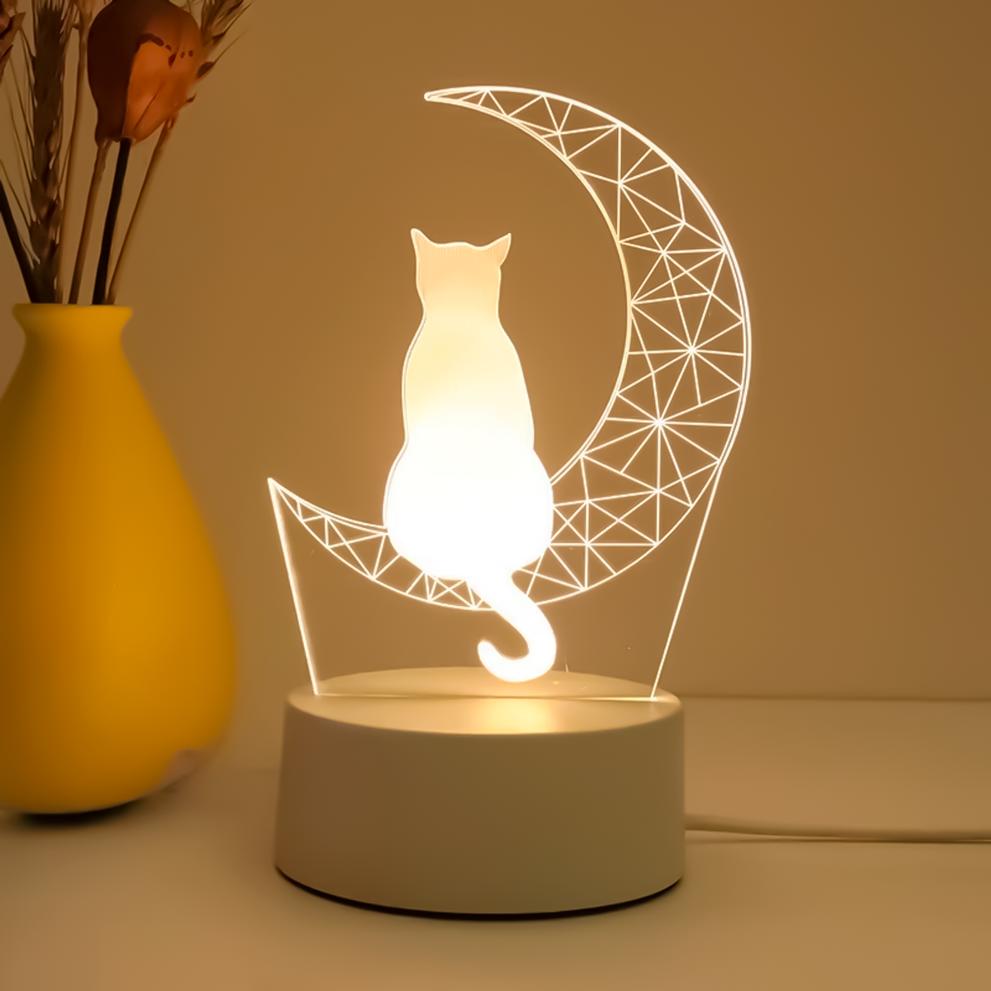 Lámpara Gato y La Luna | Acrílico LED 2