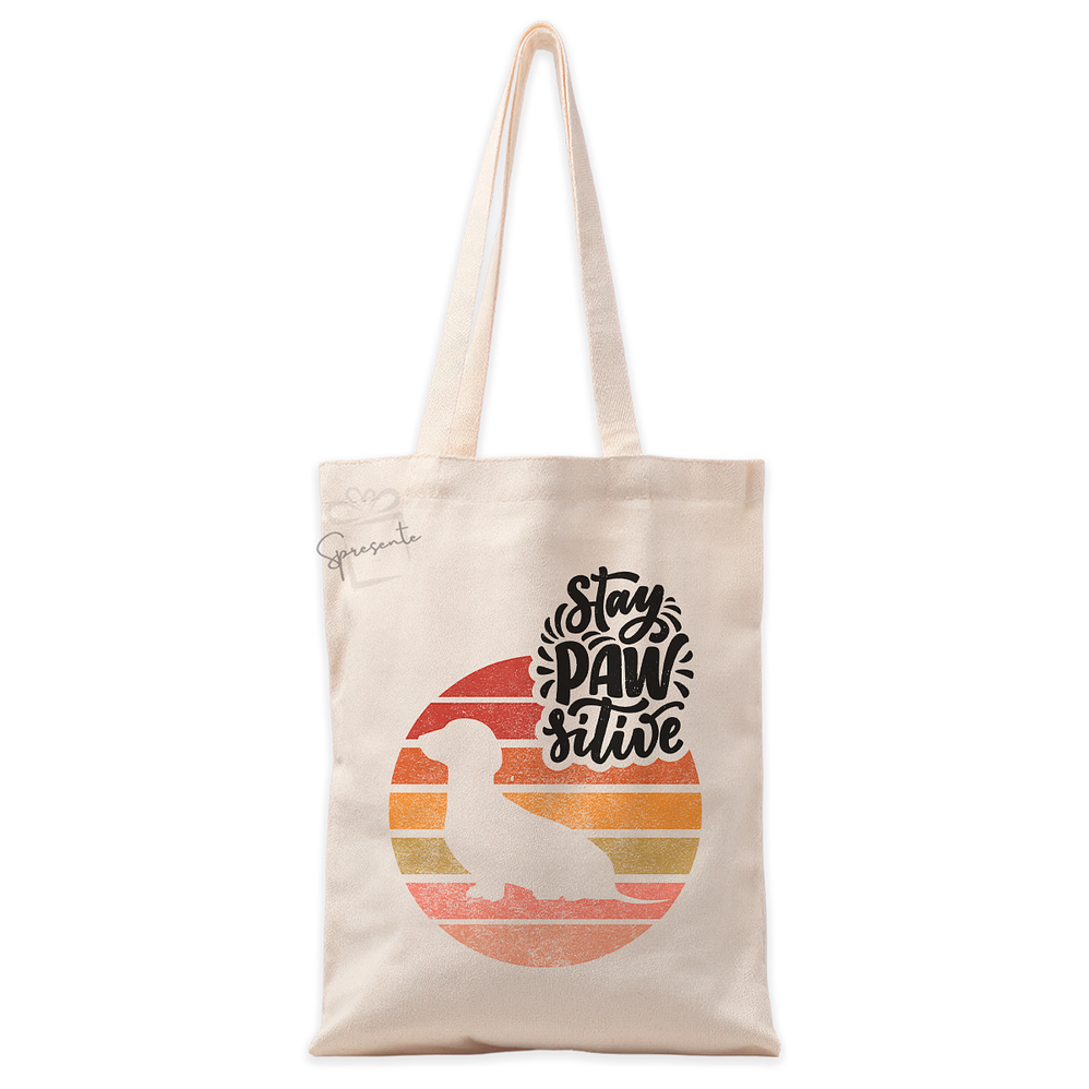 Tote Bag Salchilovers 3 Stay Pawsitive | Bolso Perro Salchicha 1