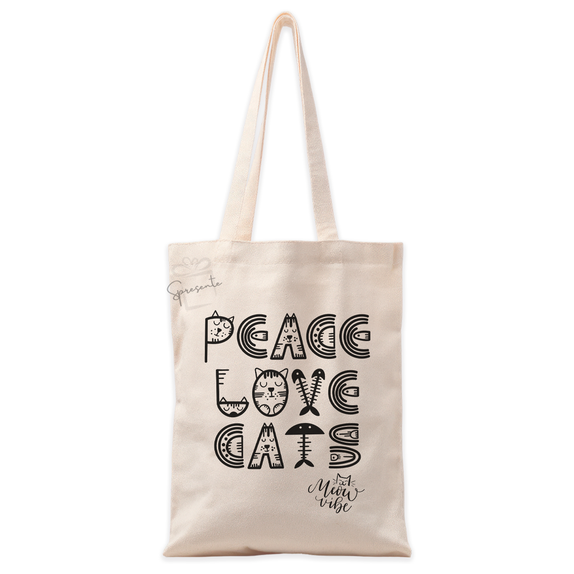 Tote Bag Peace Love Cats | Bolso Gatos 1
