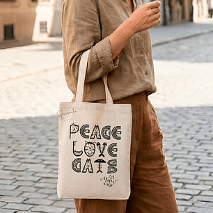 Tote Bag Peace Love Cats | Bolso Gatos