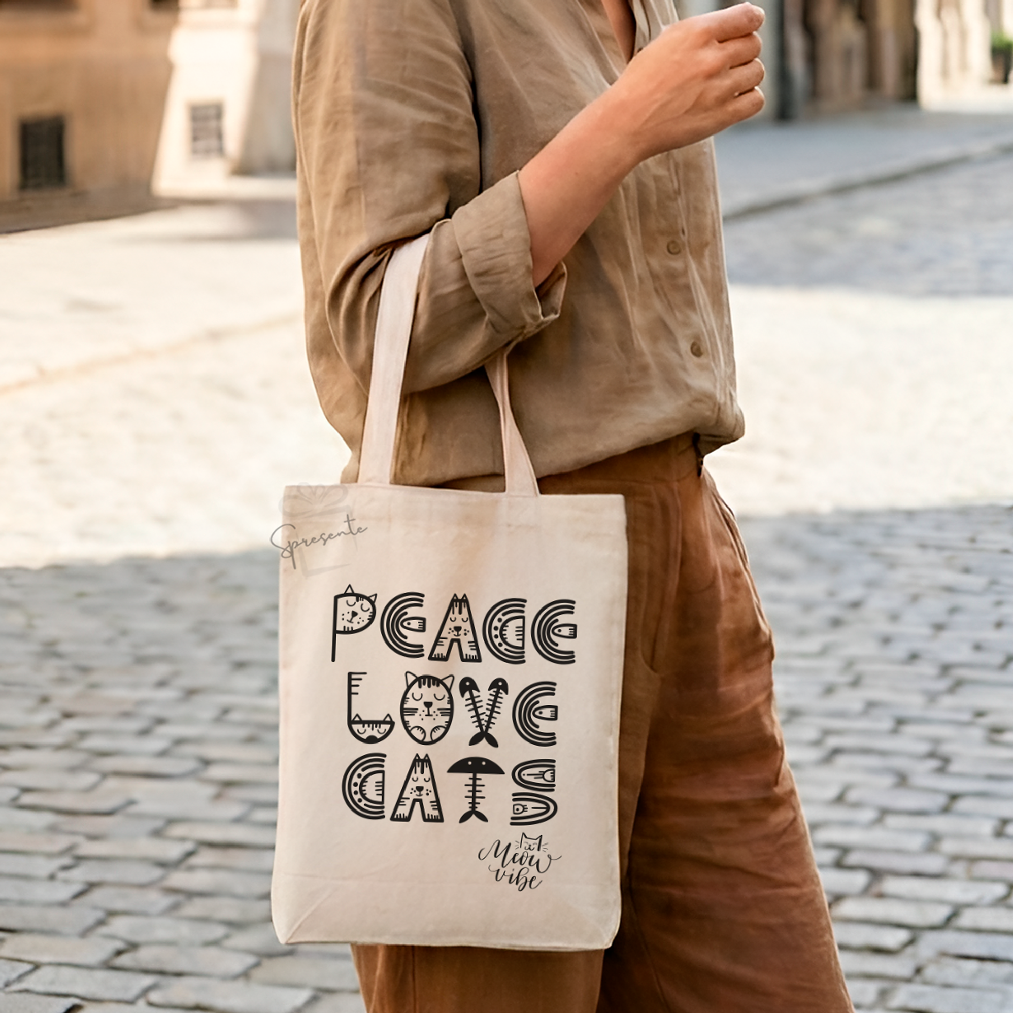Tote Bag Peace Love Cats | Bolso Gatos 2