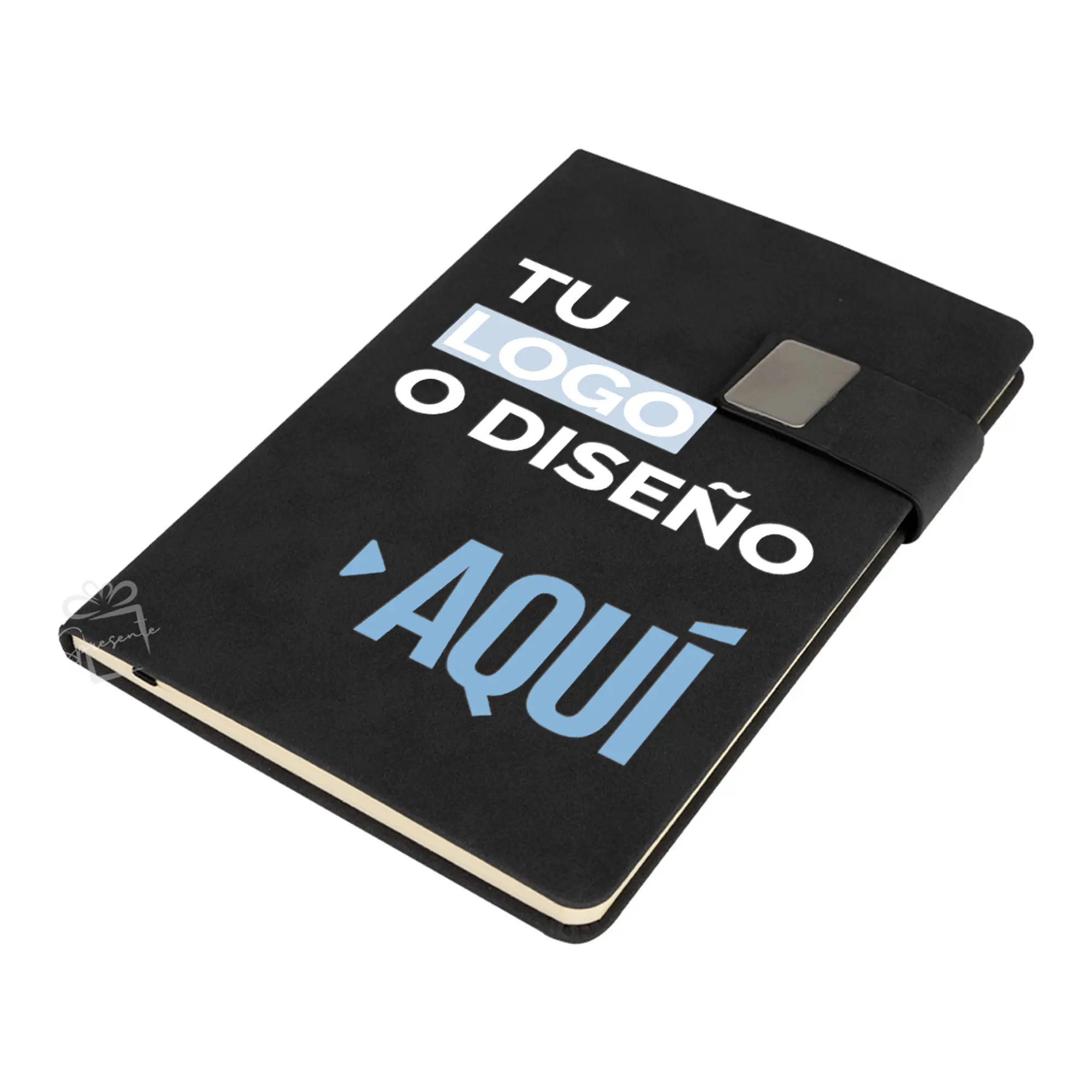 Cuaderno Deluxe Negro Personalizado con Logo A5 | Ecocuero 1