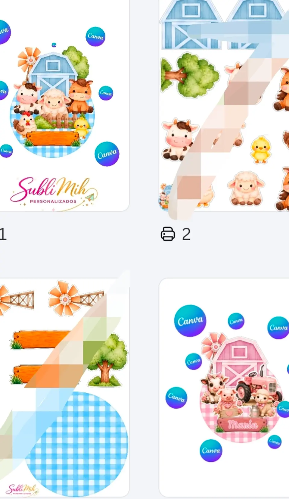Pack Topo de bolo cenário Tema Fazendinha editável no Canva  3