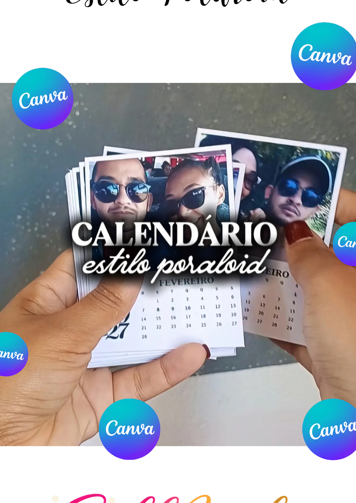 Calendário 12 Memórias — Modelo Polaroid Arquivo Canva 1