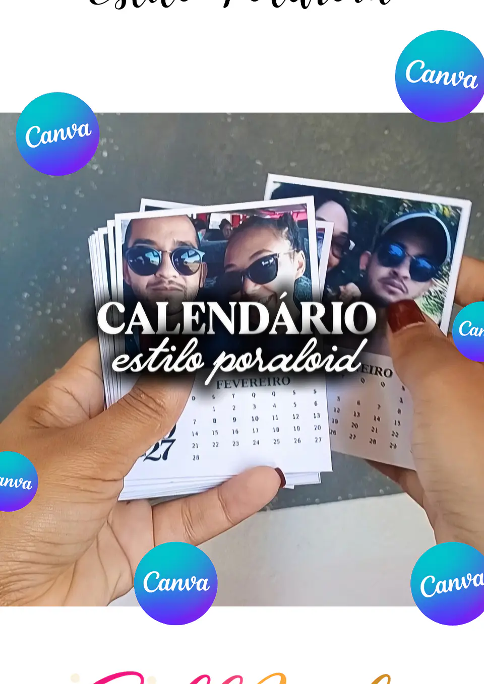 Calendário 12 Memórias — Modelo Polaroid Arquivo Canva 1