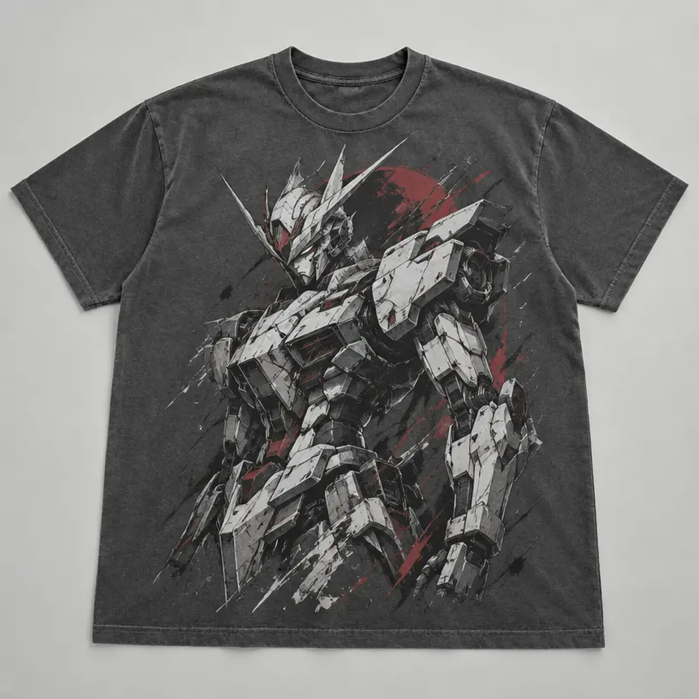 Polera Mecha en Ruinas — manga corta, gris humo 1