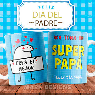 12 Diseños Plantillas Tazas Dia del Padre Papá Flork Editable + Jpg