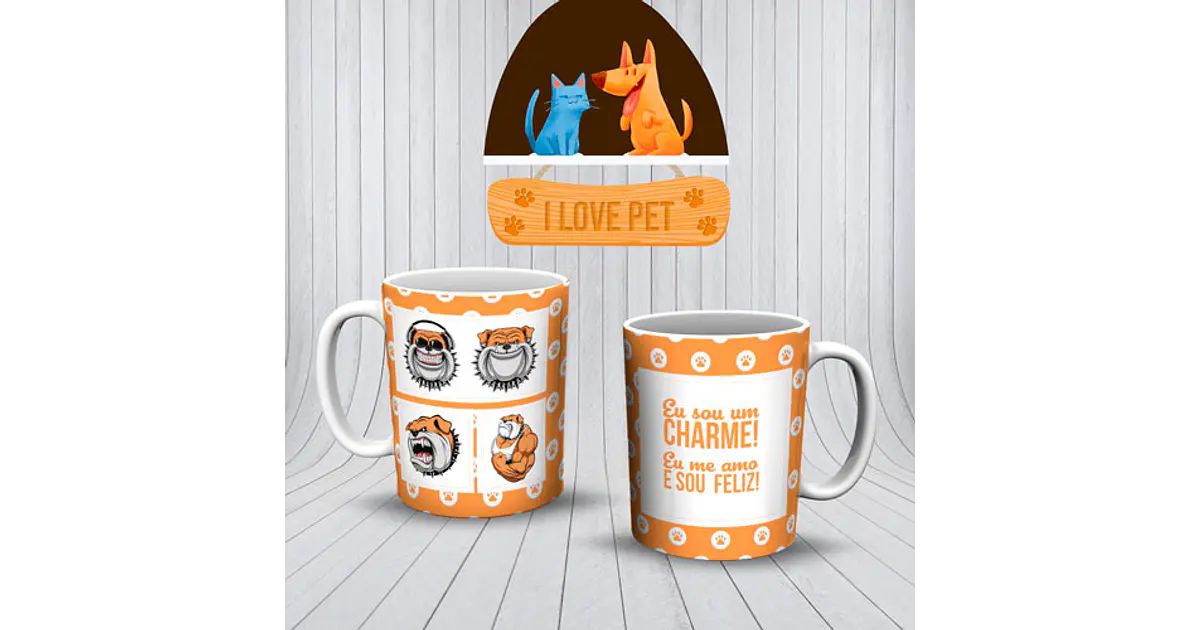 45 Diseños Plantillas Tazas I love Pet Archivos Png y Editab