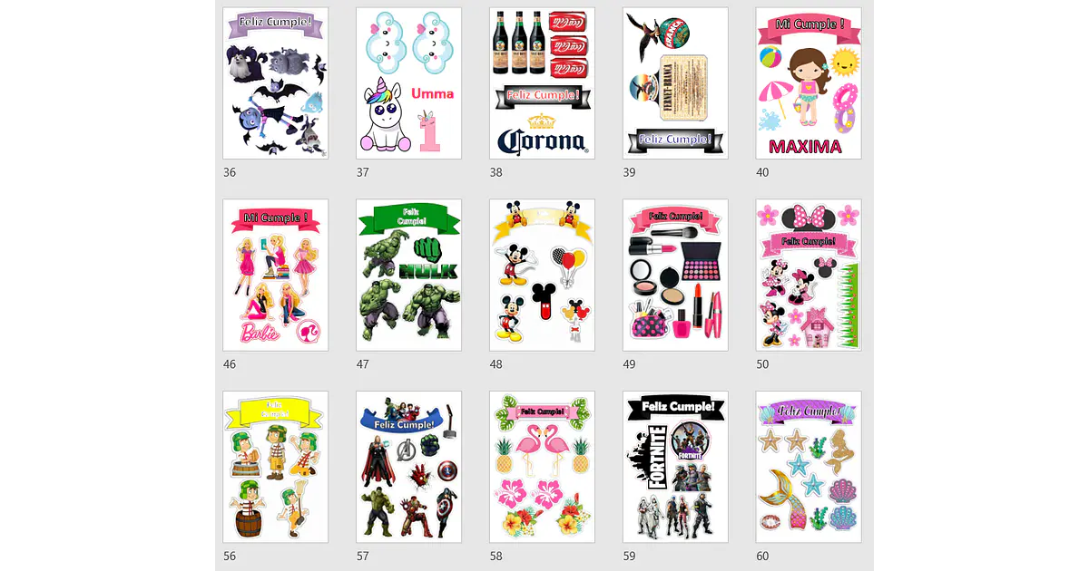 Kit Plantillas Toppers Cumpleaños 69 Diseños Editables en Po