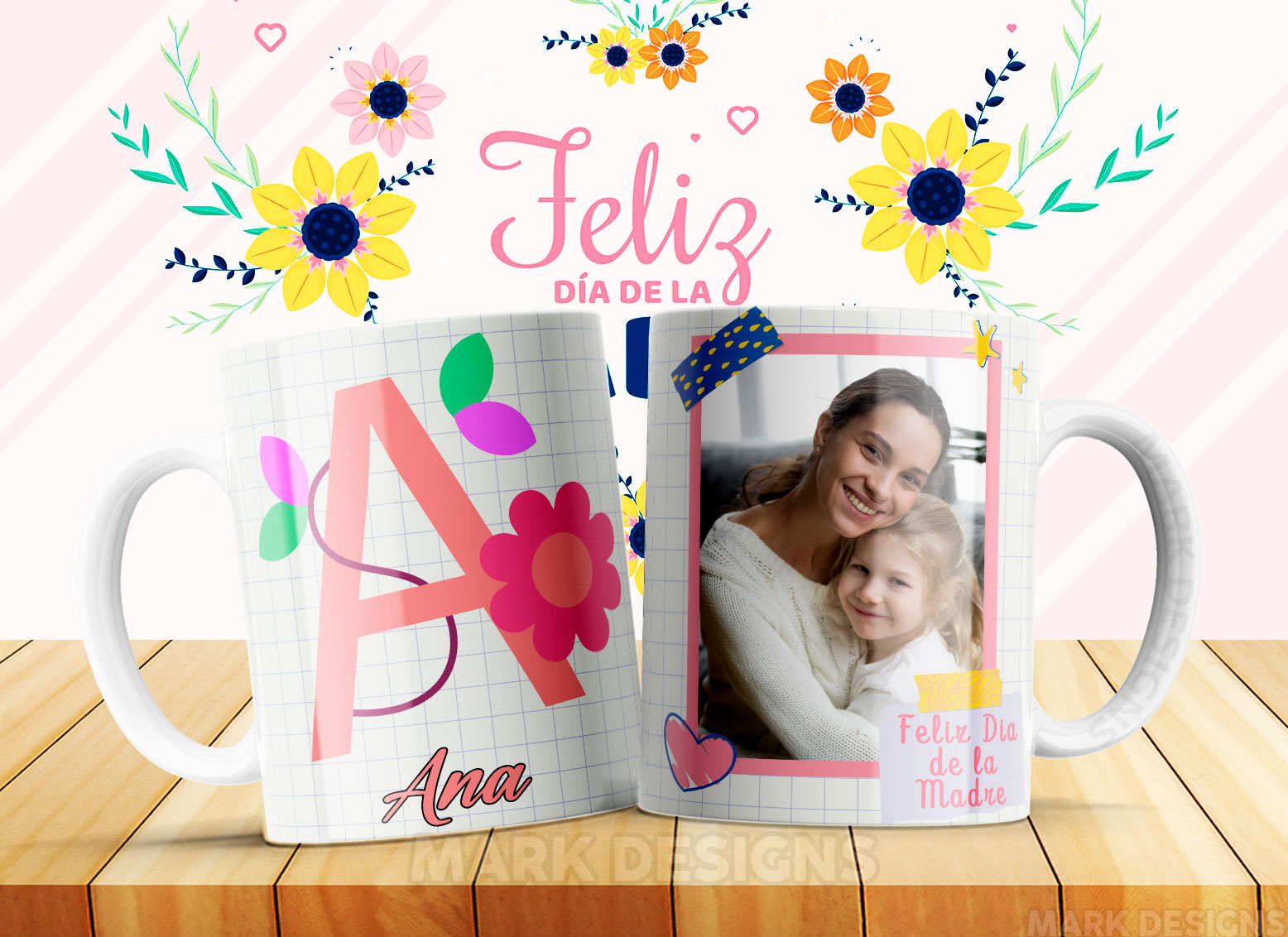 26 Diseños de Plantillas para Tazas Día de la Madre ABC - Ar
