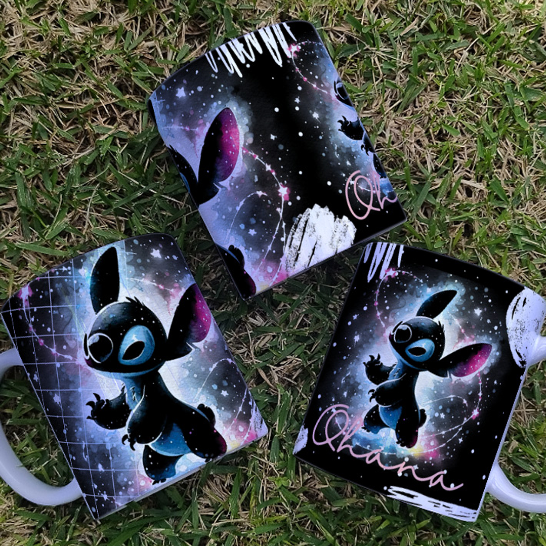10 Diseños Plantillas Tazas Stitch Black Archivos Editables CDR y PNG para Sublimación 2