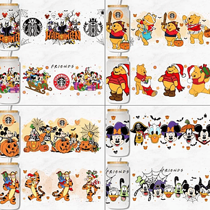 16 Coffee glass navidad y hallowen Archivos PNG para Sublimación