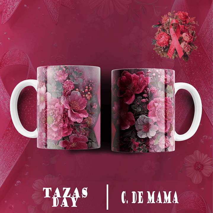 24 Diseños Plantillas Tazas Octubre Rosa Archivos PNG para Sublimación 3