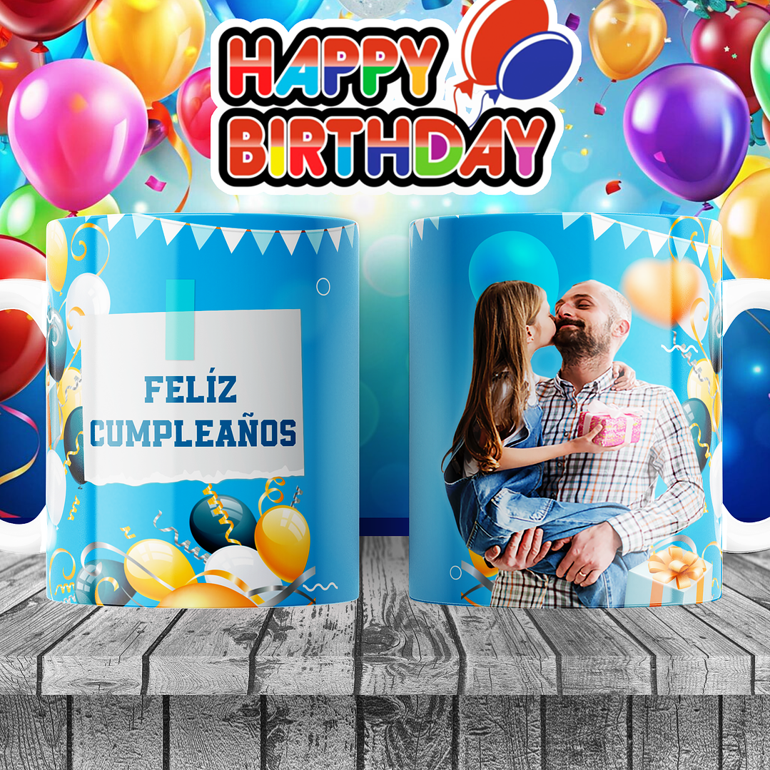 10 Diseños Plantillas Tazas Cumpleaños Archivos Editables PSD para Sublimación 3
