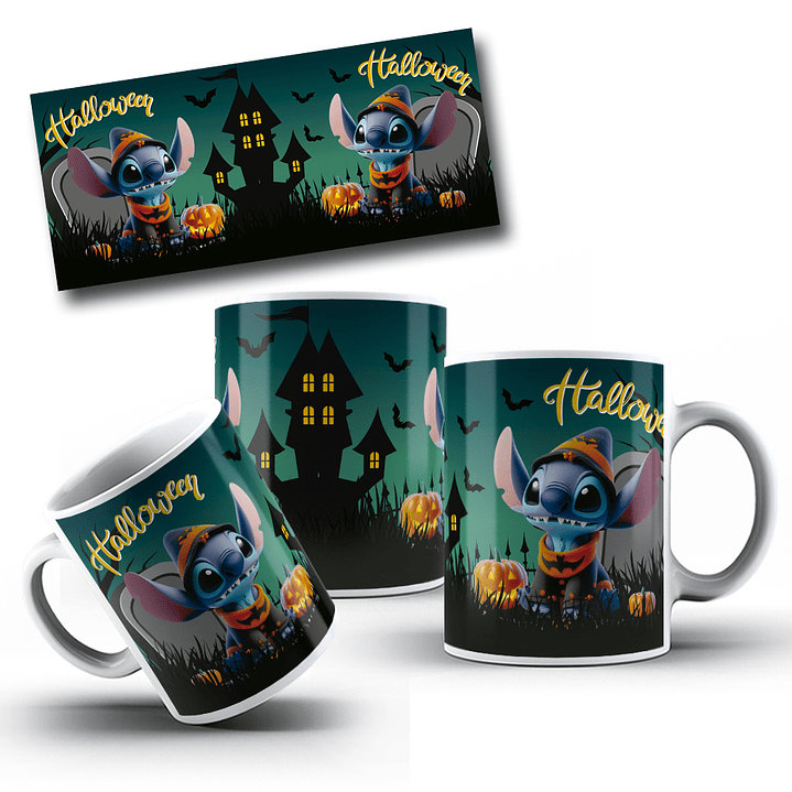 10 Diseños Plantillas Tazas Stitch Halloween Archivo en Jpg 3